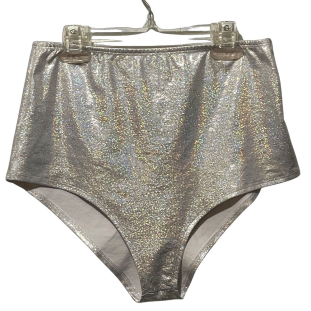 Silver Sparkly/ irredentist high wasted shorts
